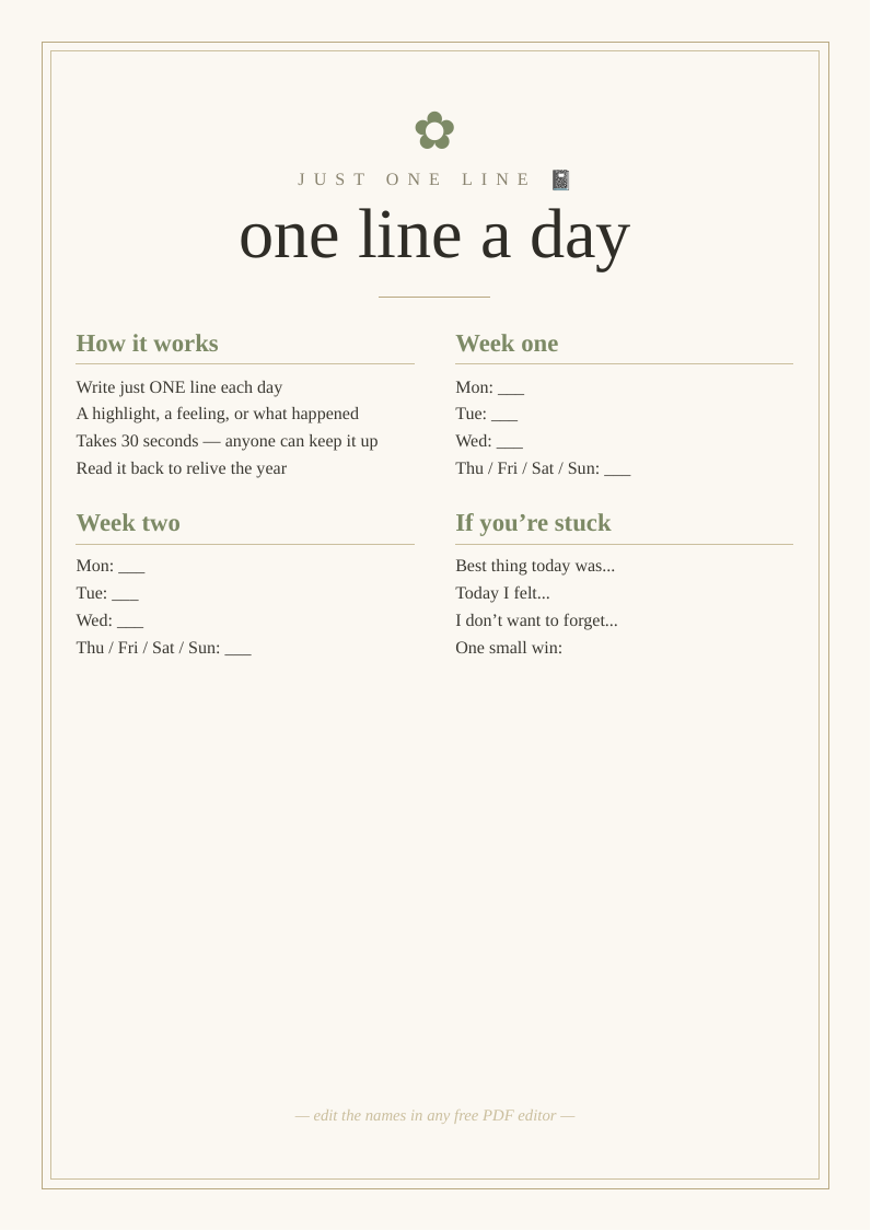 One line a day journal