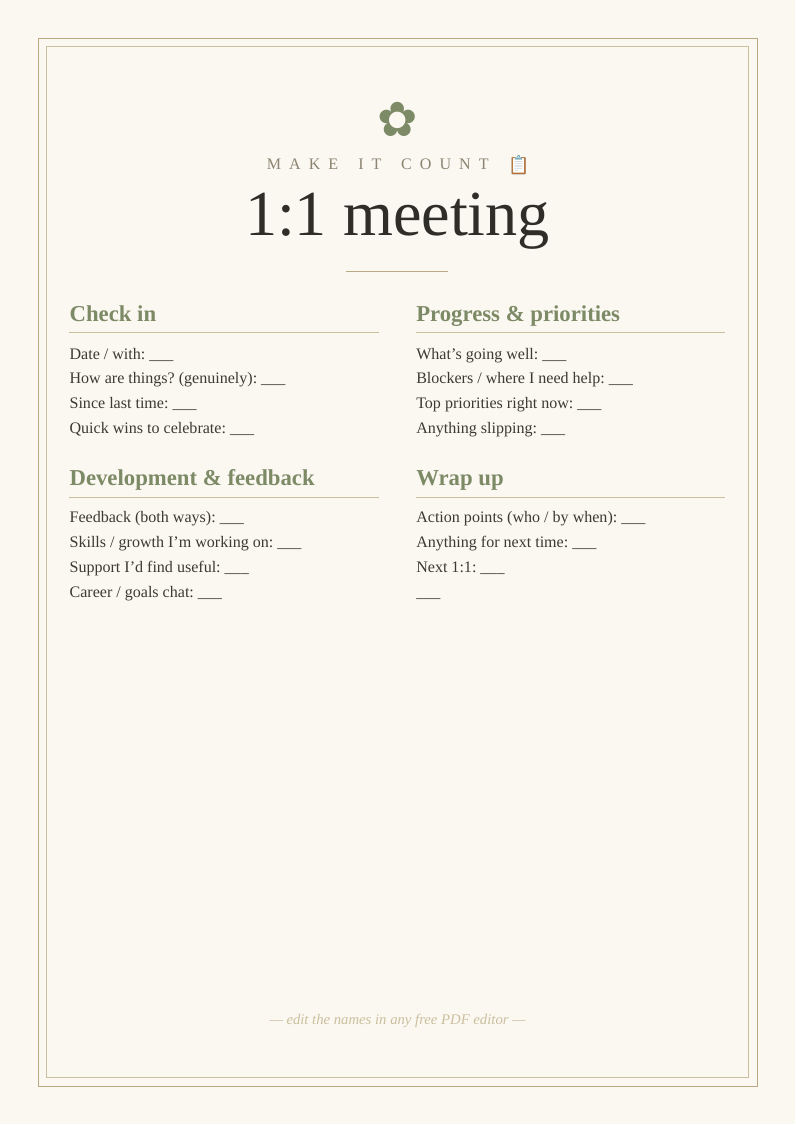1:1 meeting template