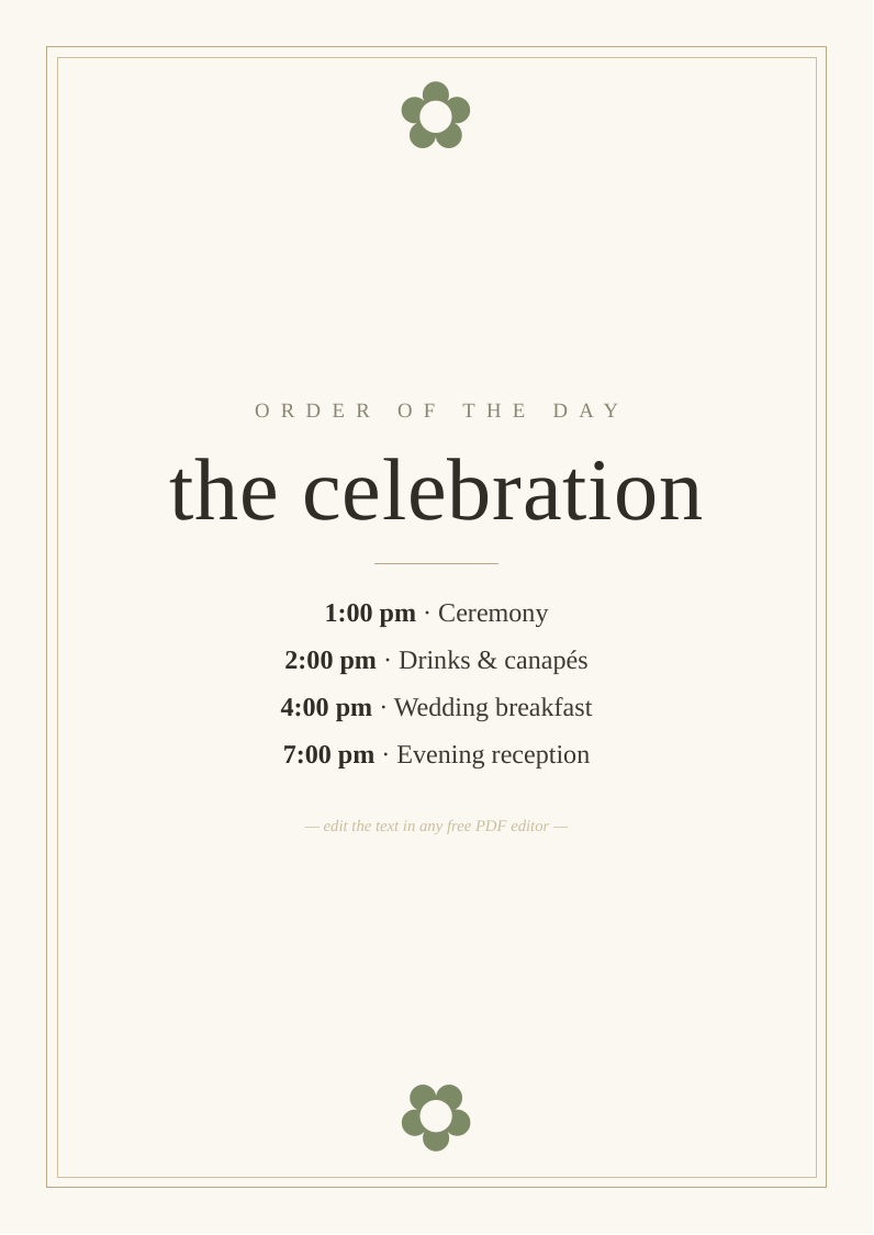 Order of the day