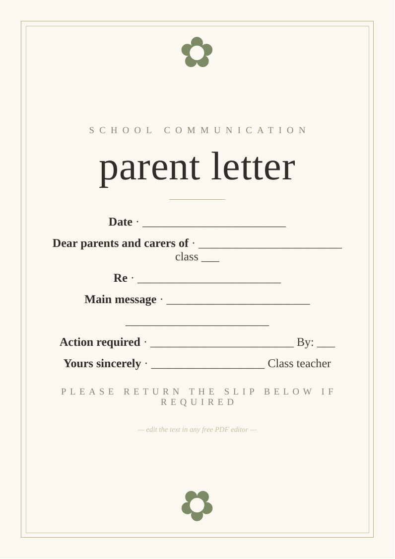 Parent letter template