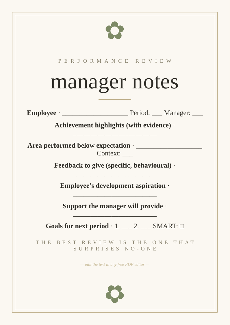 Manager performance review notes