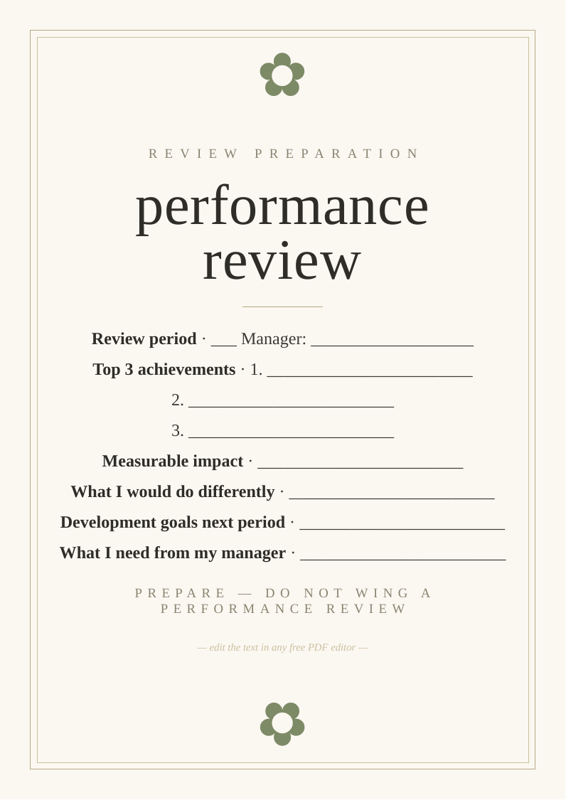 Performance review notes