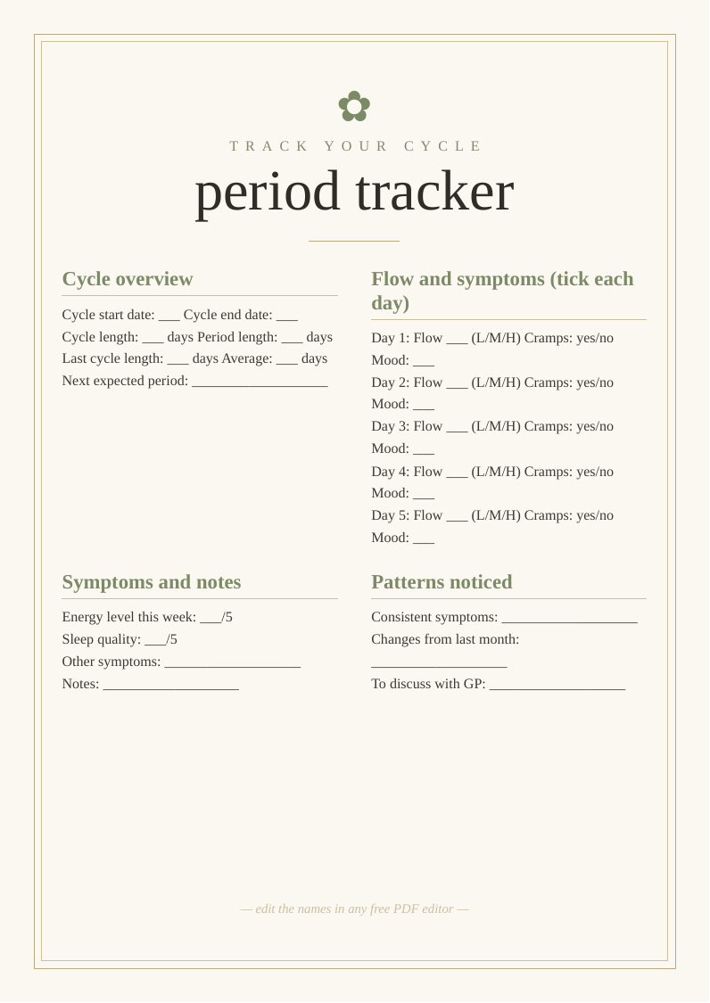 Period tracker
