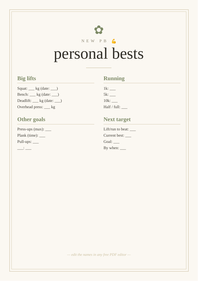 Personal best (PB) tracker