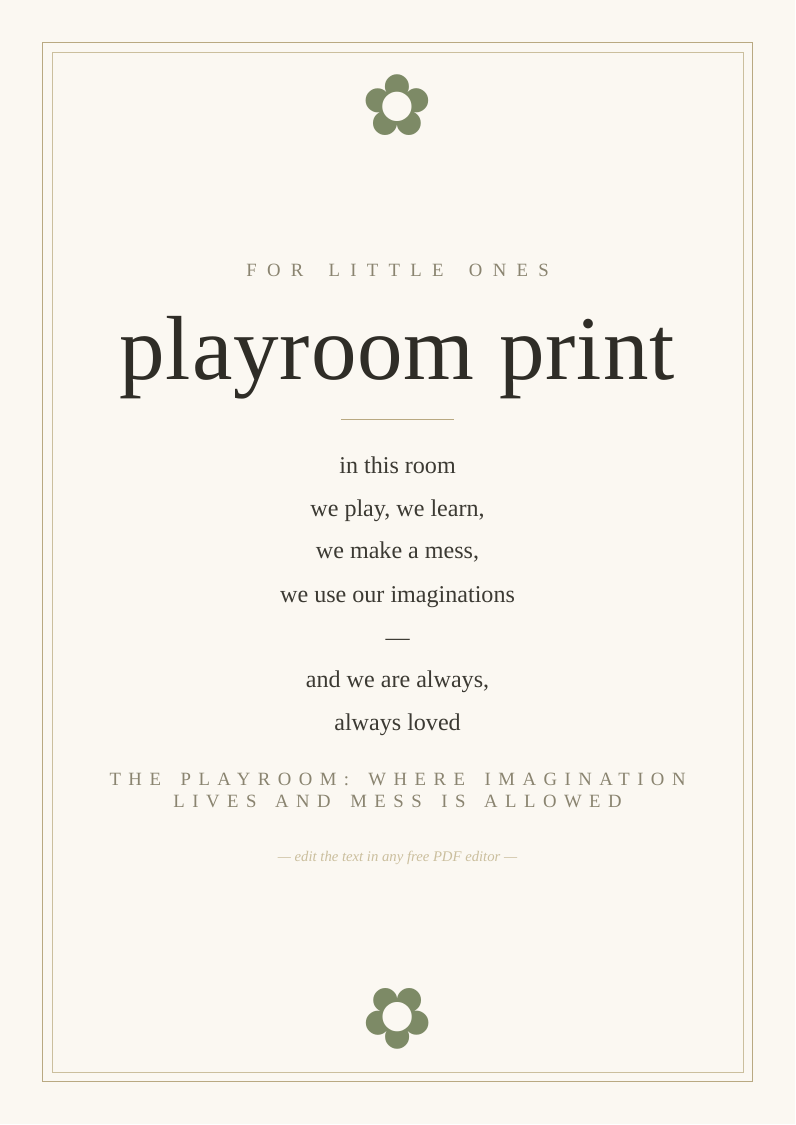 Children's playroom wall print