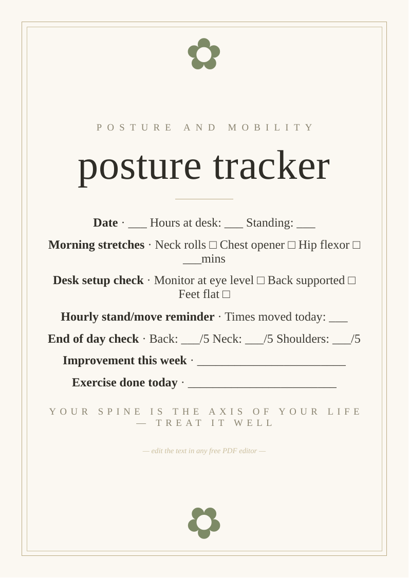 Daily posture improvement tracker