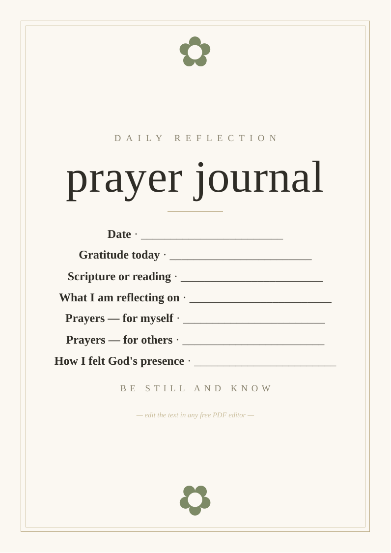 Prayer and reflection journal