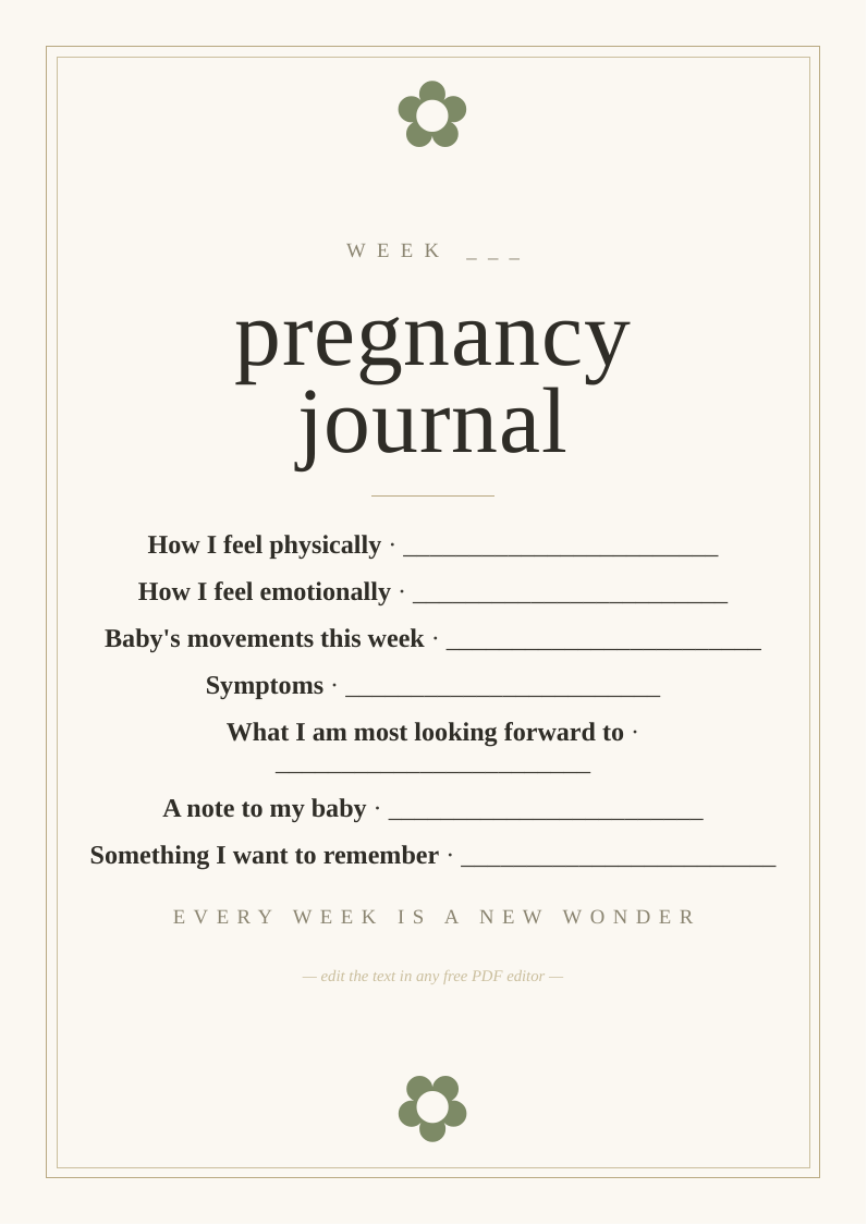 Pregnancy journal page