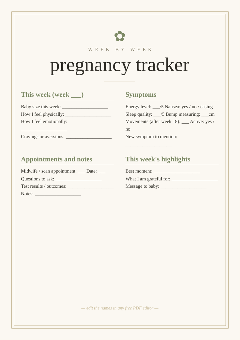 Pregnancy weekly tracker
