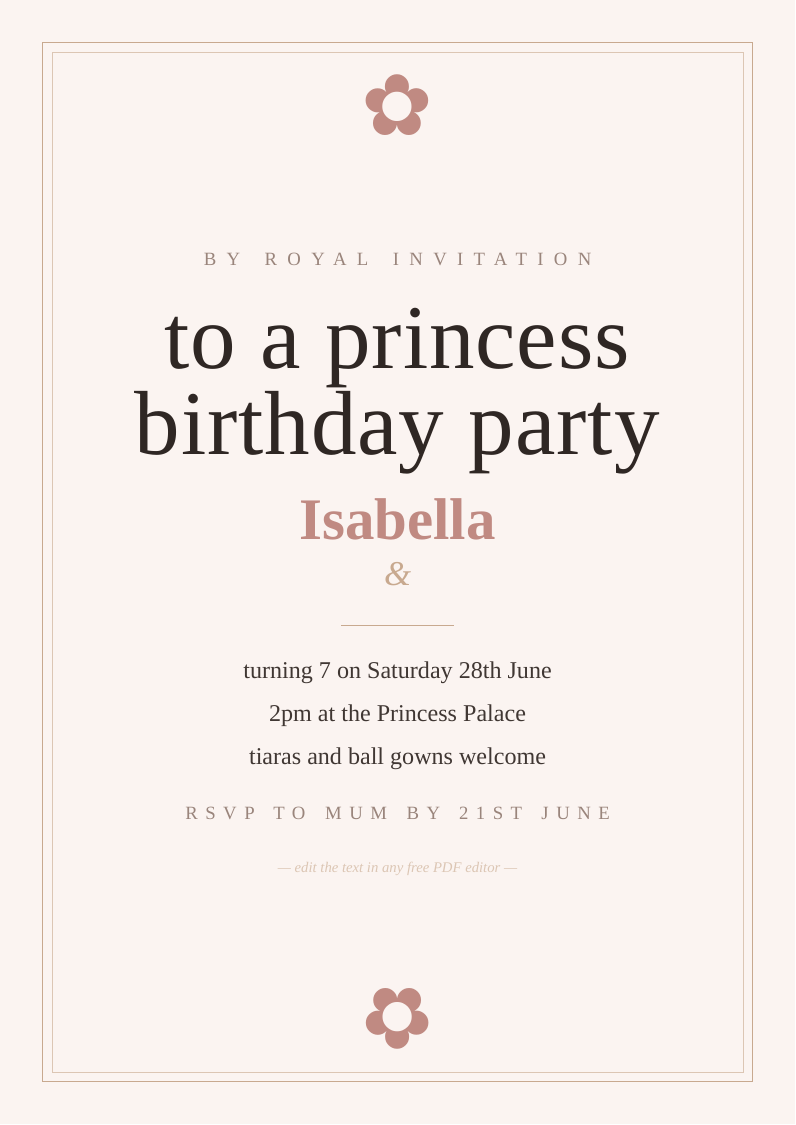 Princess party invitation