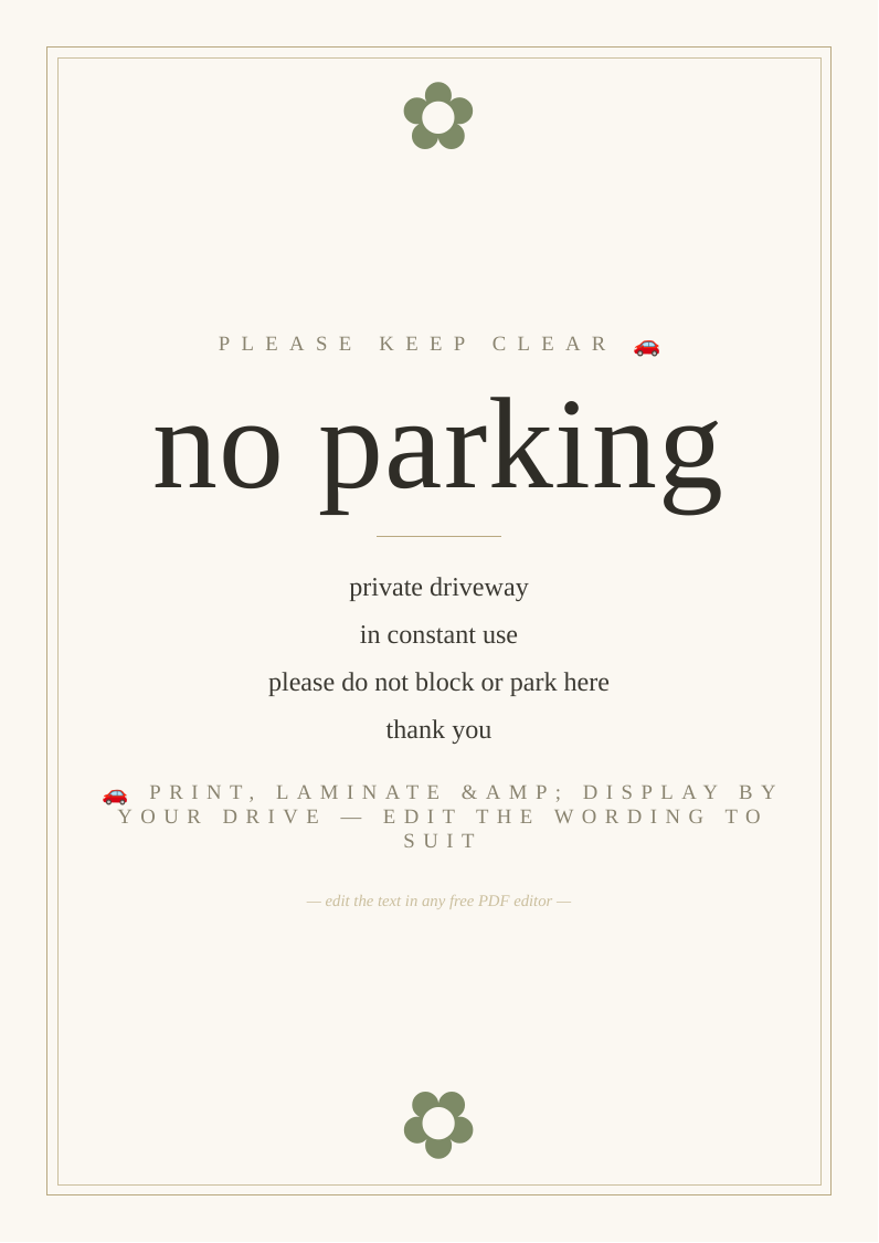 "No parking" private drive sign