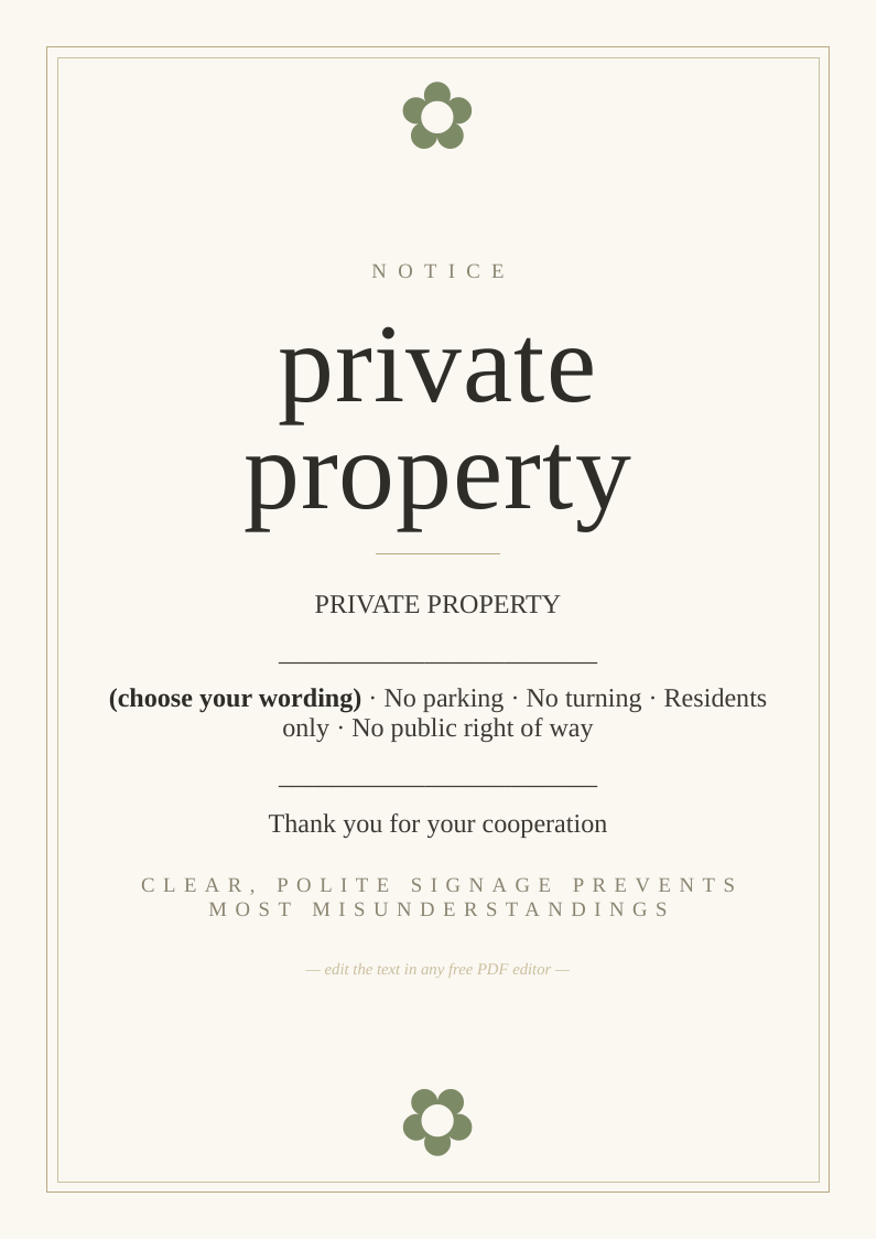 Private property notice sign