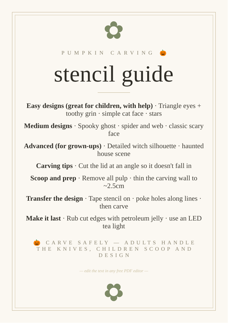Pumpkin carving stencil guide