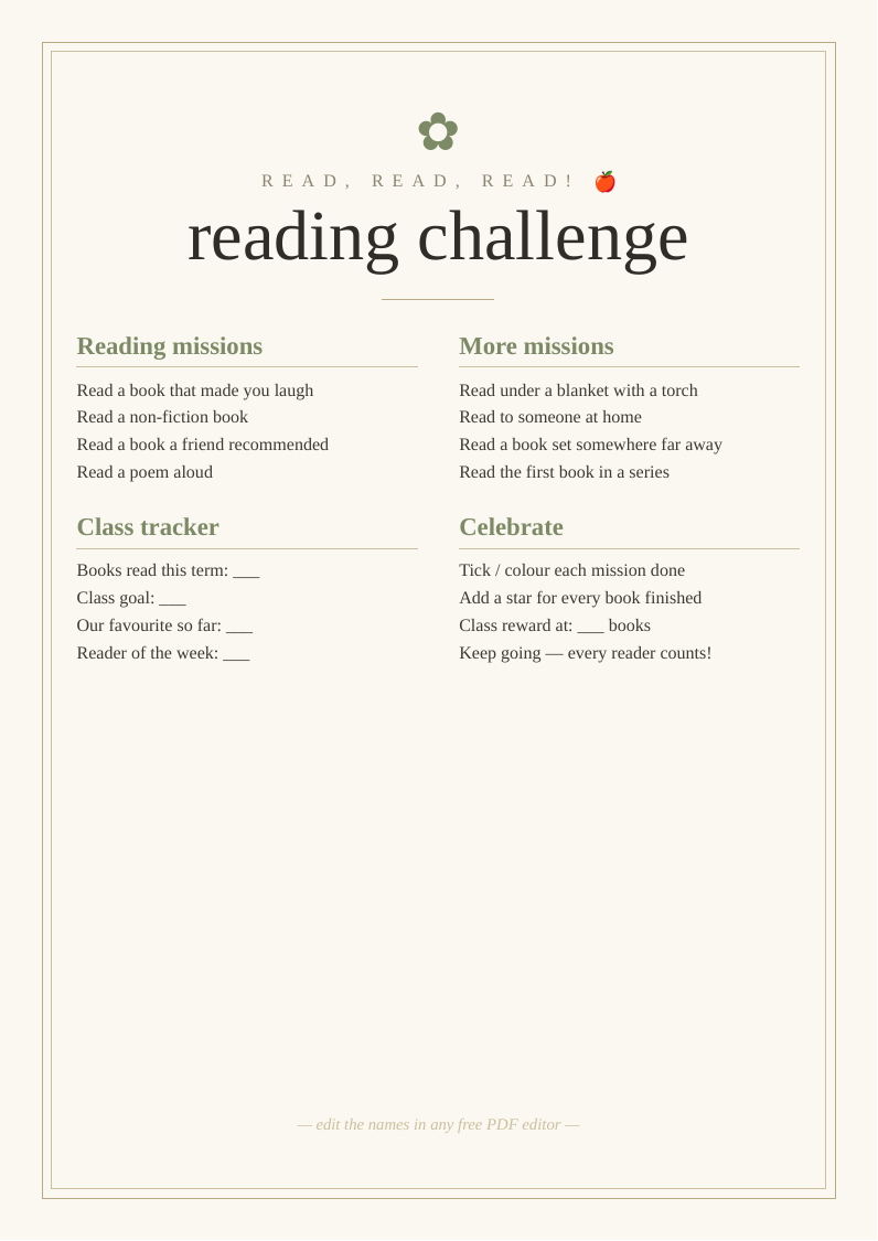 Class reading challenge