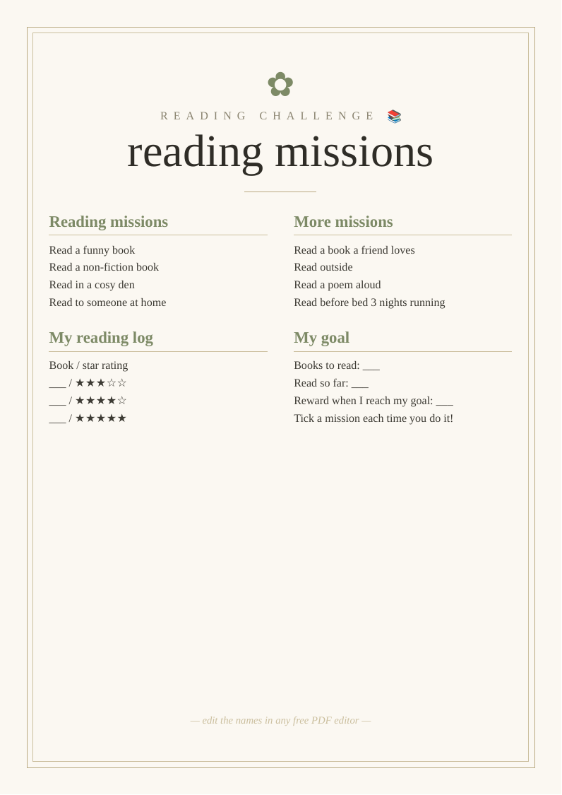 Kids' reading challenge