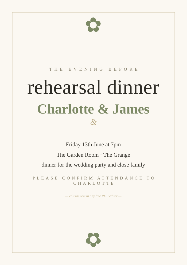Rehearsal dinner invitation