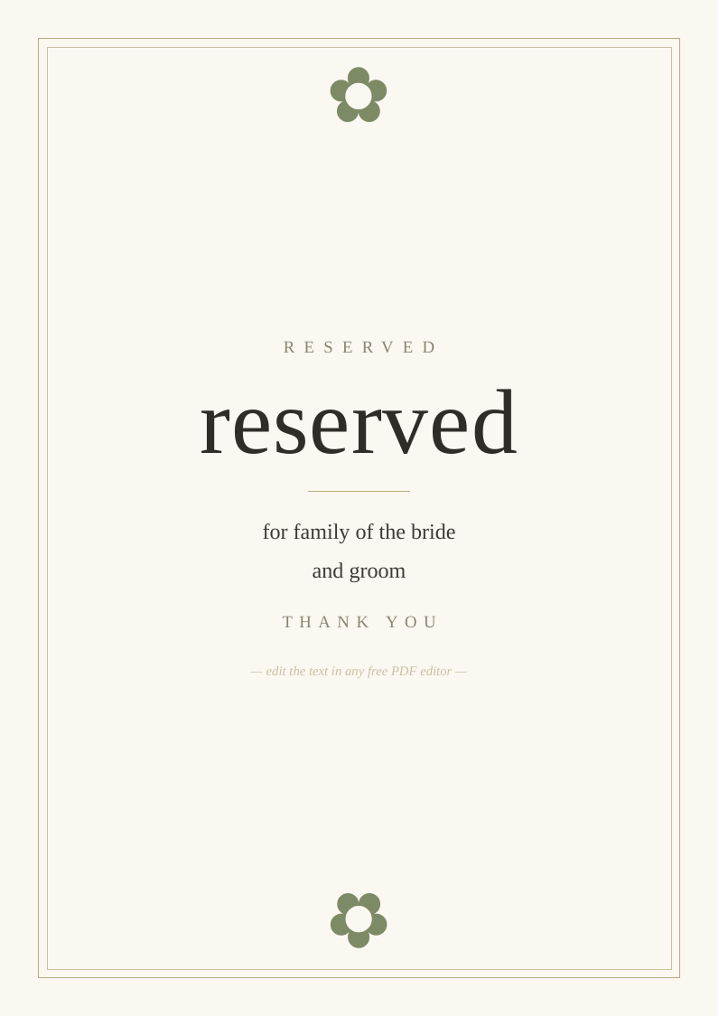 Reserved seating sign
