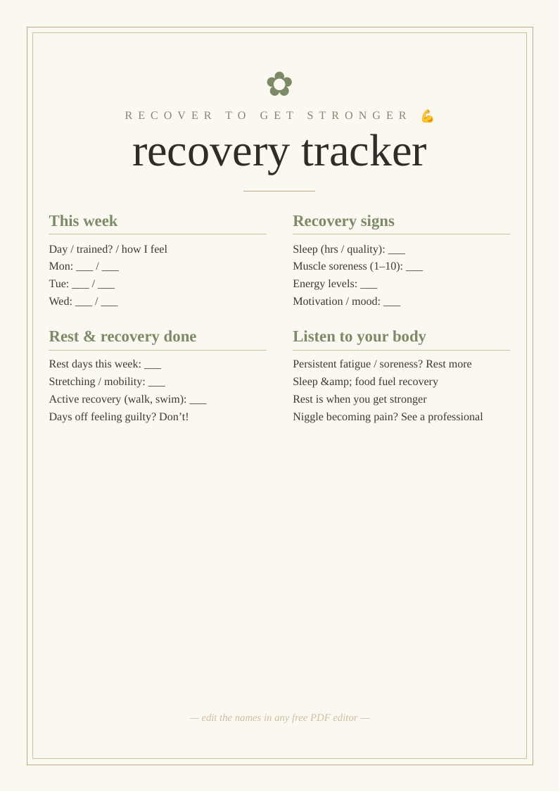 Rest & recovery tracker