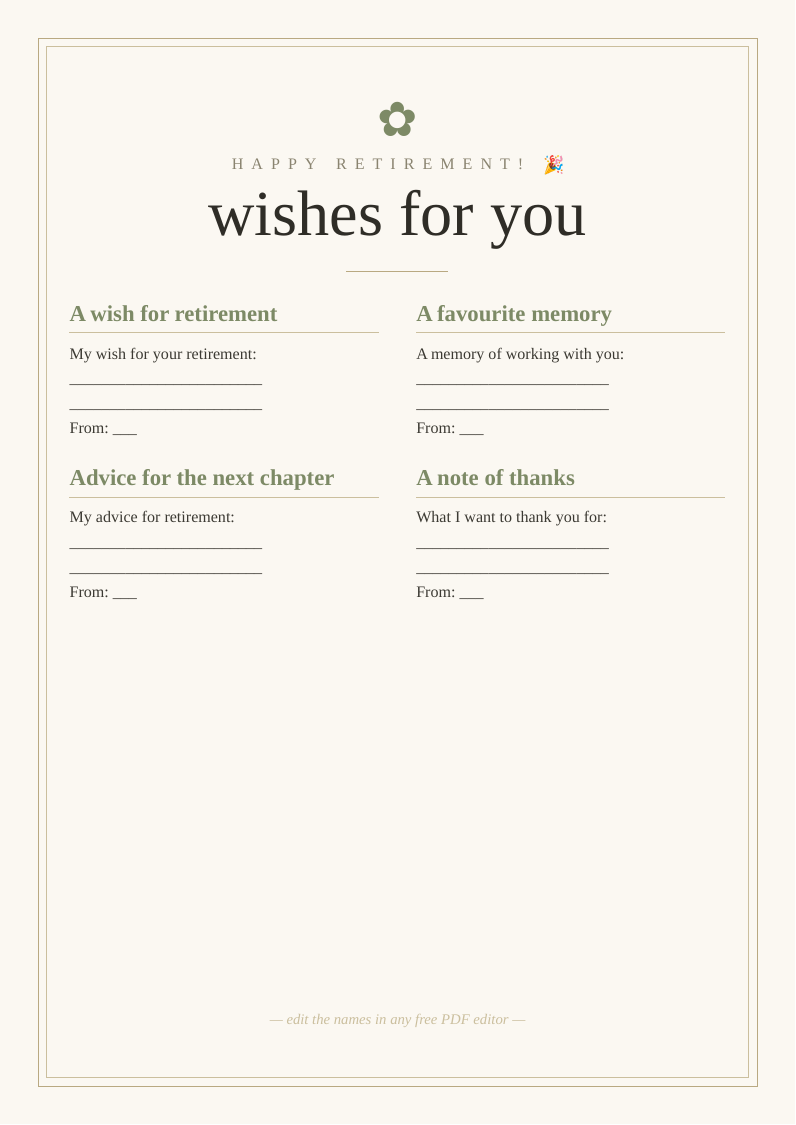 Retirement advice & wishes cards