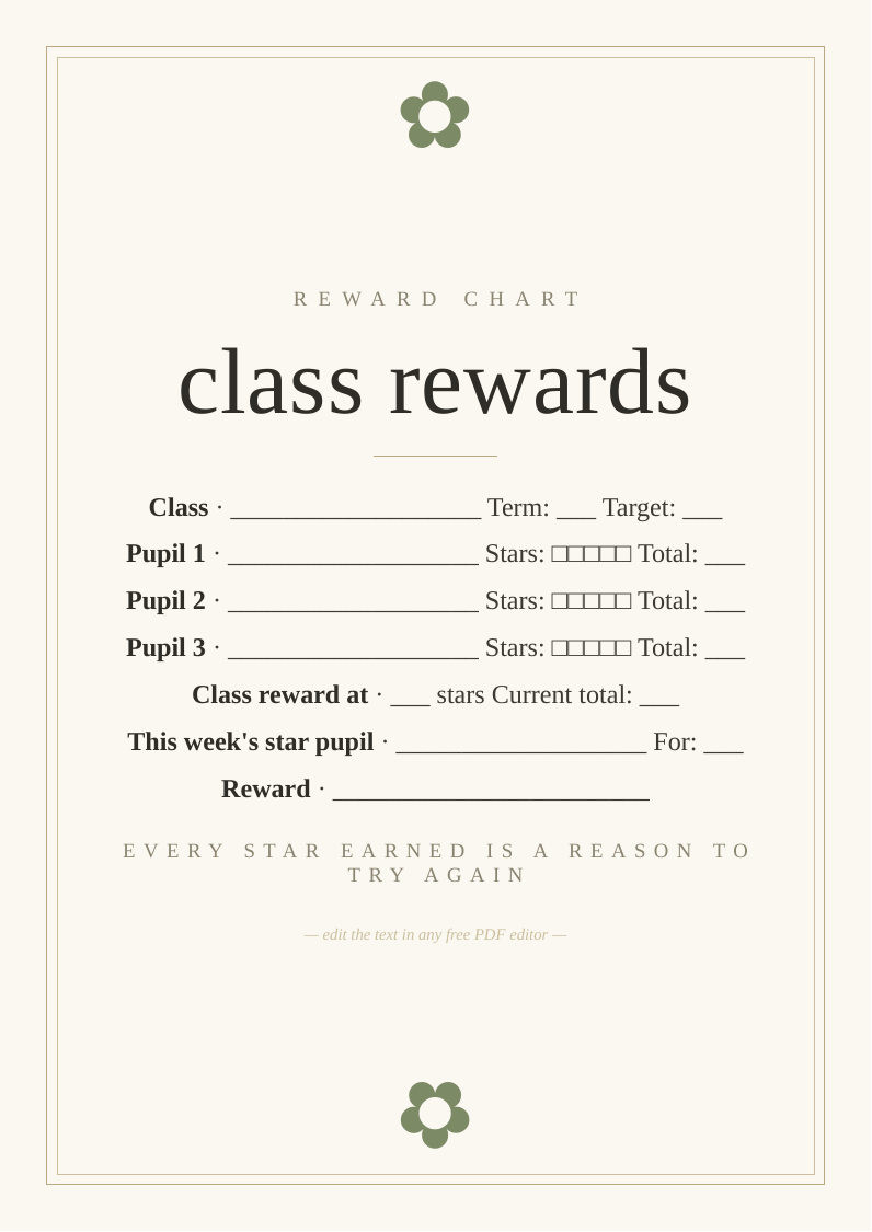 Kids' reward chart