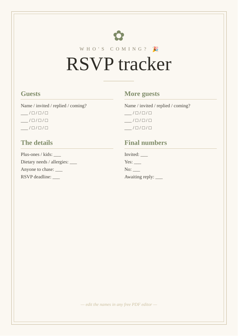 RSVP tracker