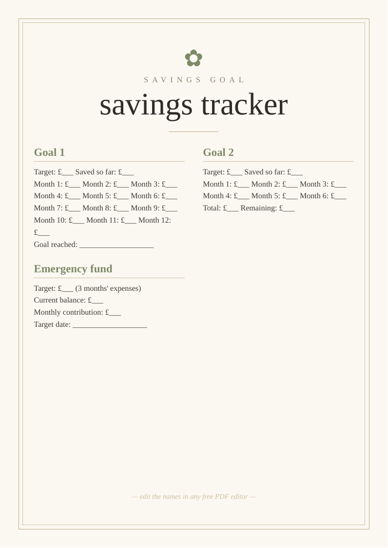 Savings tracker