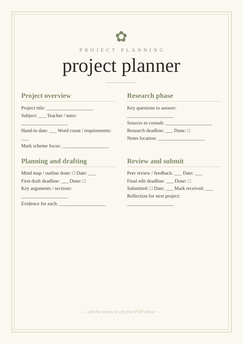 School project planner