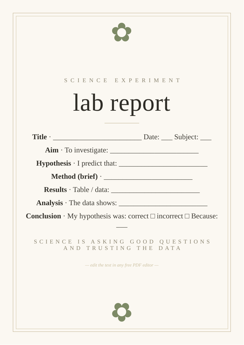 Science lab report template