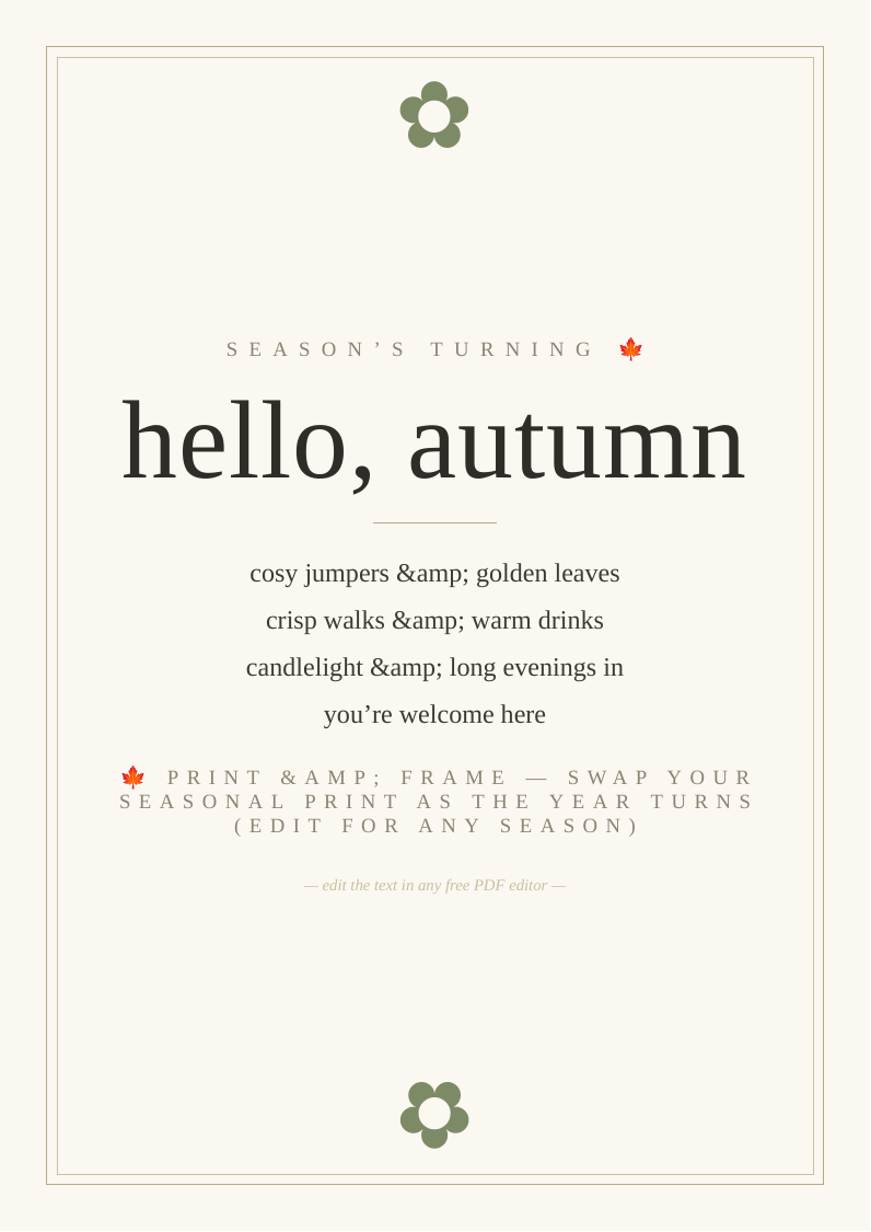 "Hello autumn" seasonal print