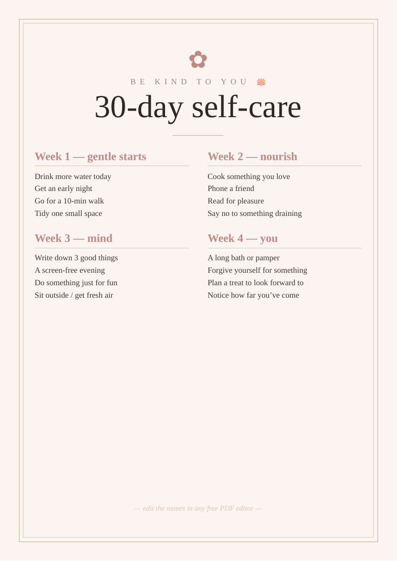30-day self-care challenge