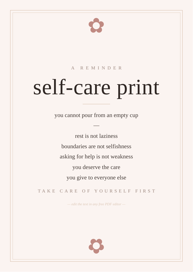 Self-care reminder print