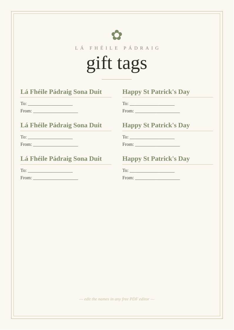 Shamrock gift tags