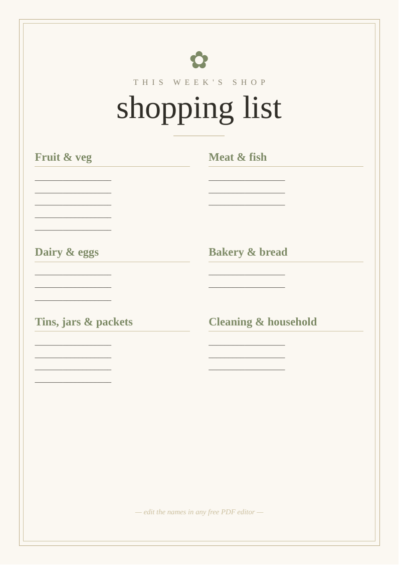 Shopping list