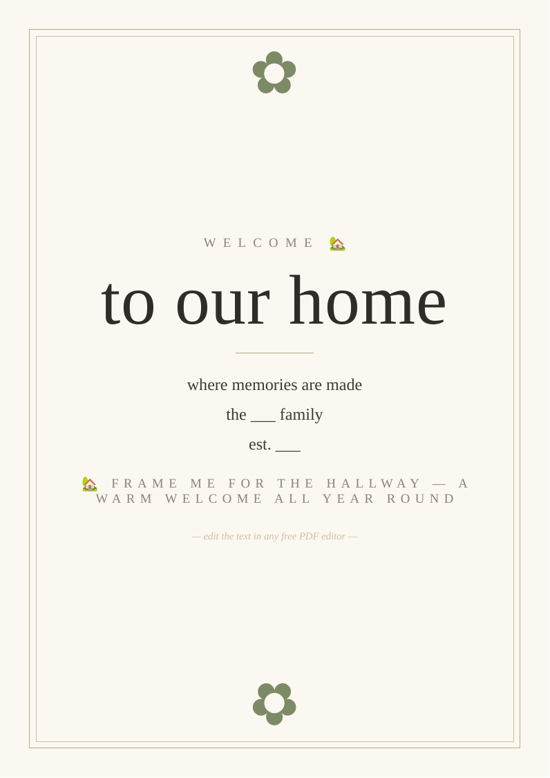 Welcome to our home sign