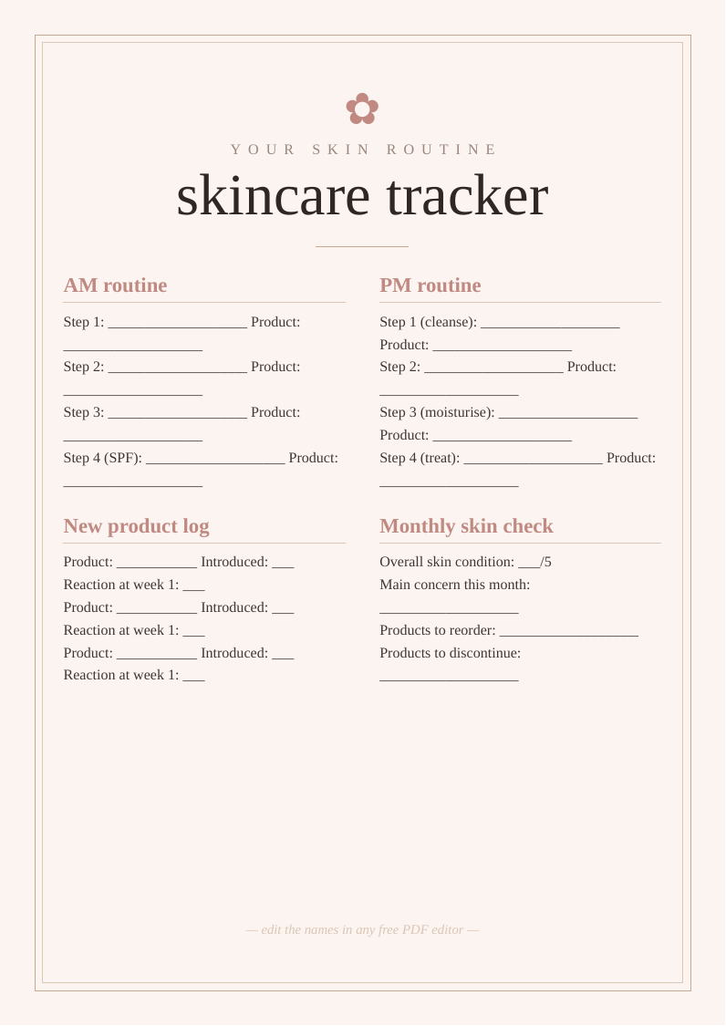 Skincare routine tracker