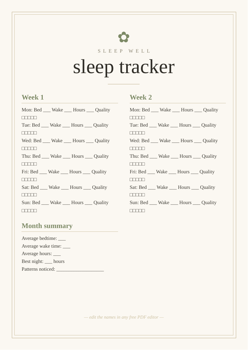 NHS sleep hygiene tracker