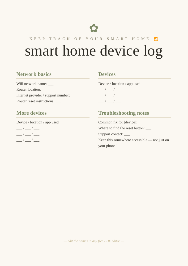 Smart home device log