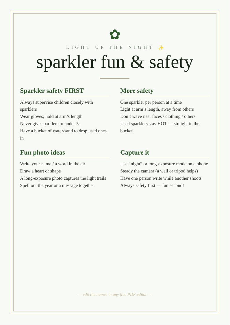 Sparkler photo & fun ideas