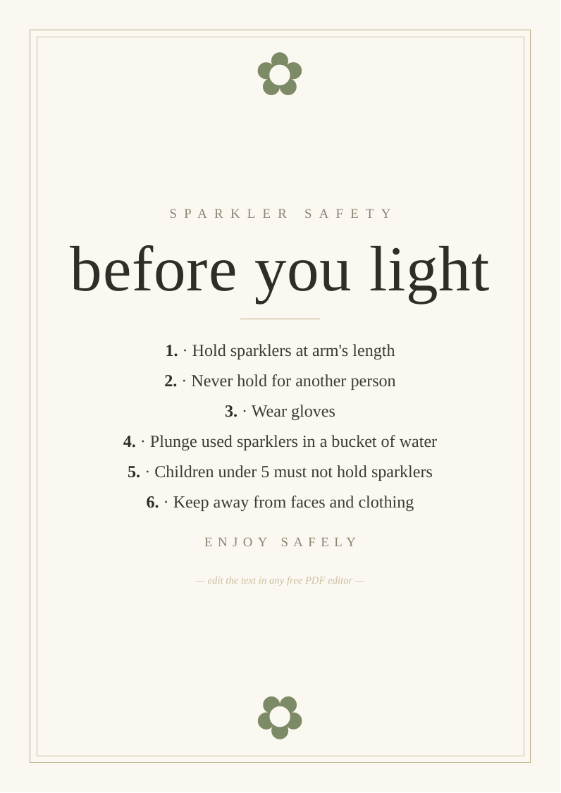 Sparkler safety rules