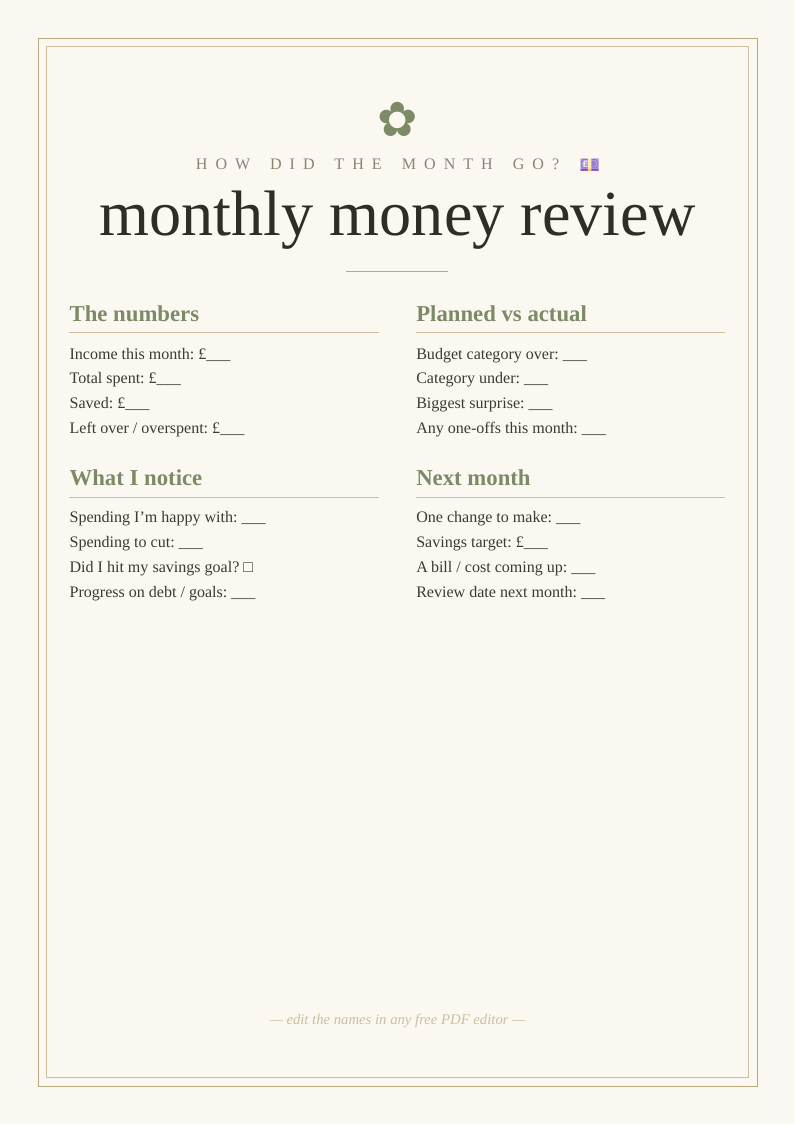 Monthly money review
