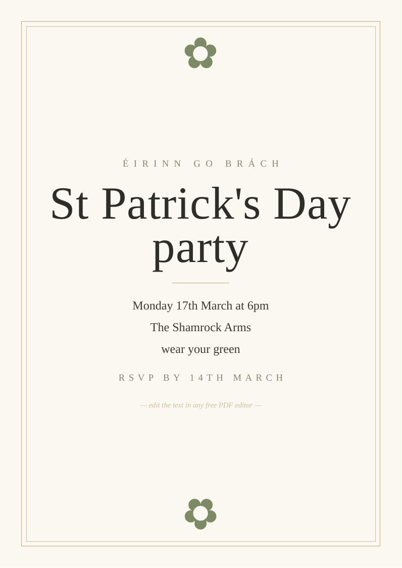 St Patrick's Day invitation