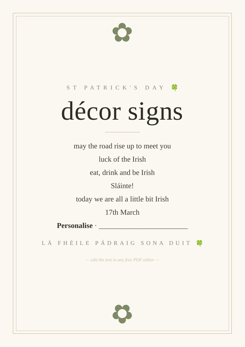 St Patrick's Day decor signs
