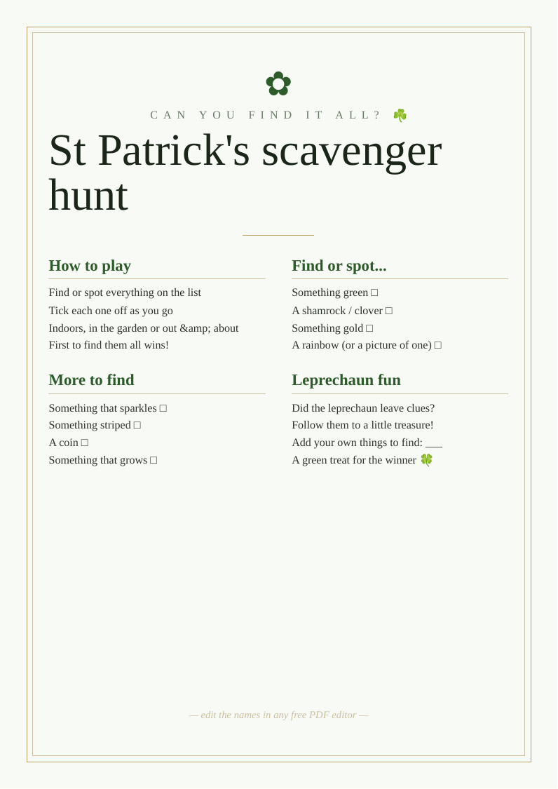 St Patrick's scavenger hunt
