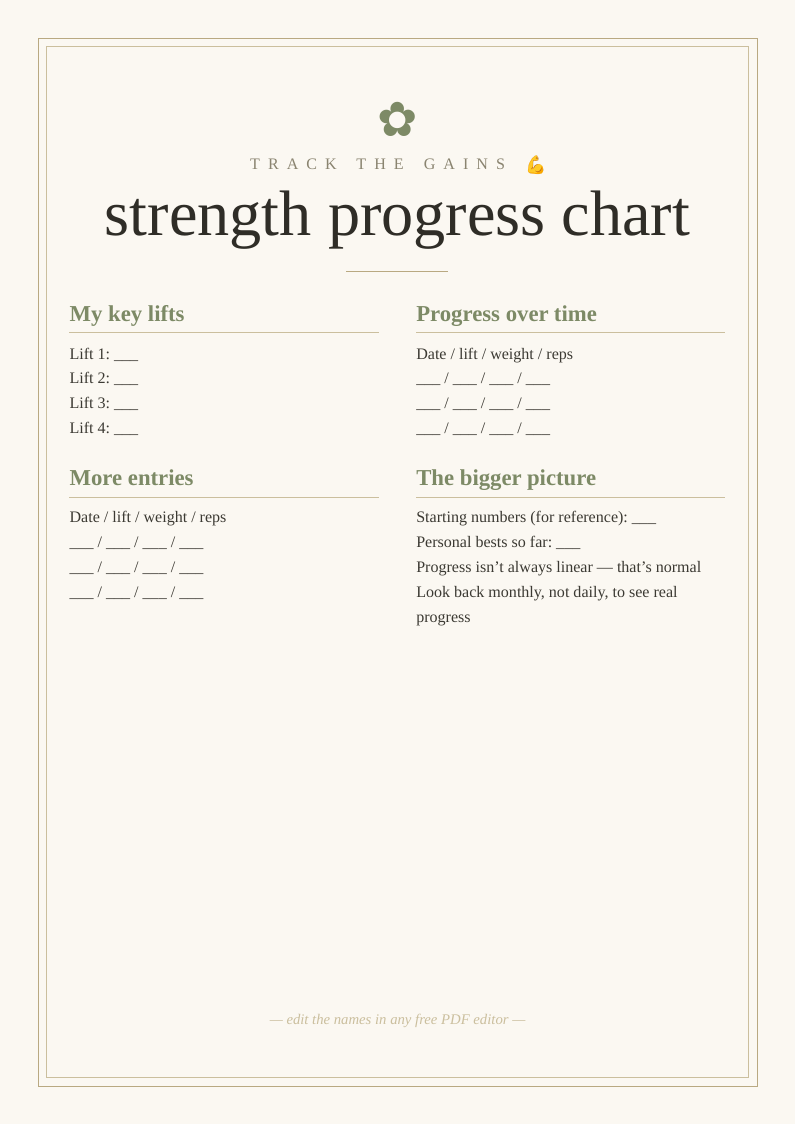 Strength progress chart