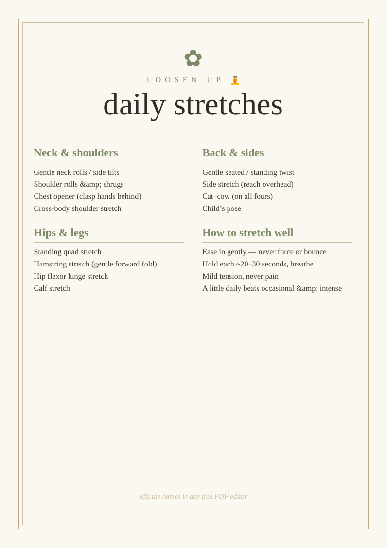 Daily stretching routine