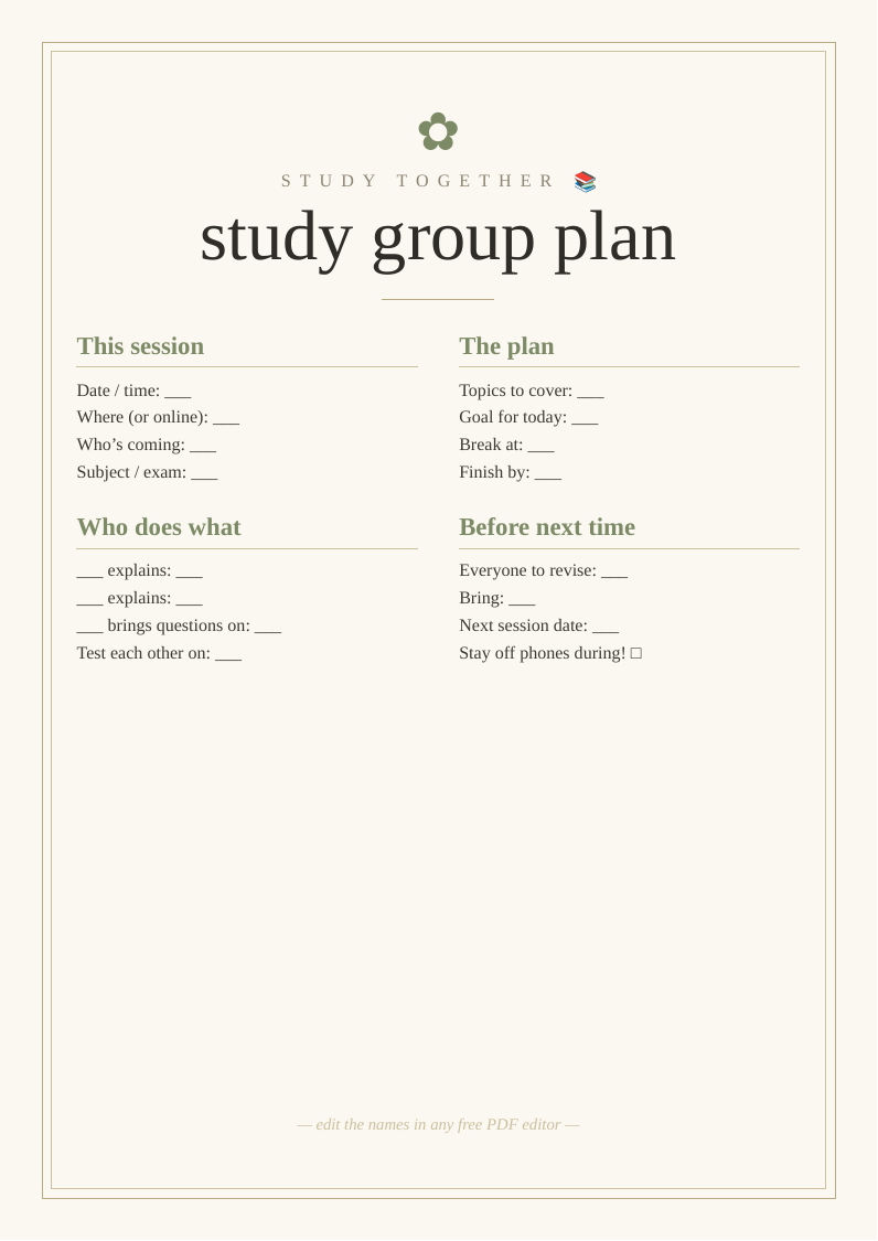 Study group planner