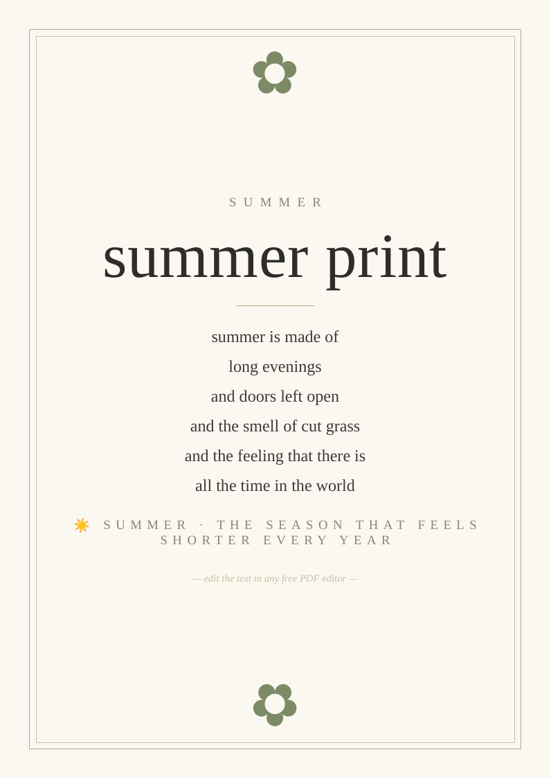 Summer seasonal wall art print