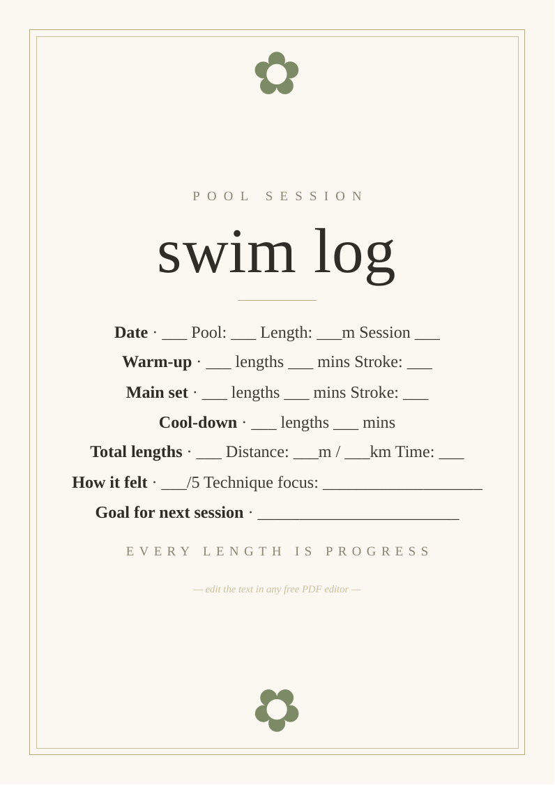 Swimming training log