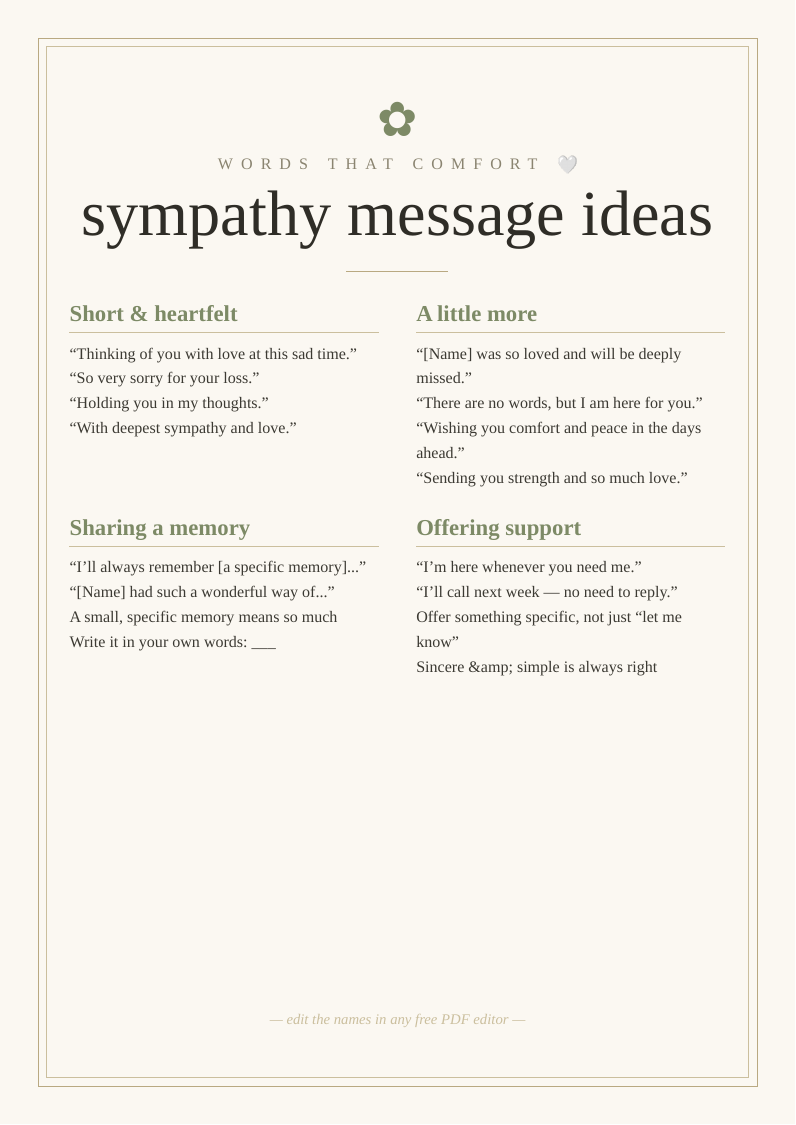 What to write in a sympathy card