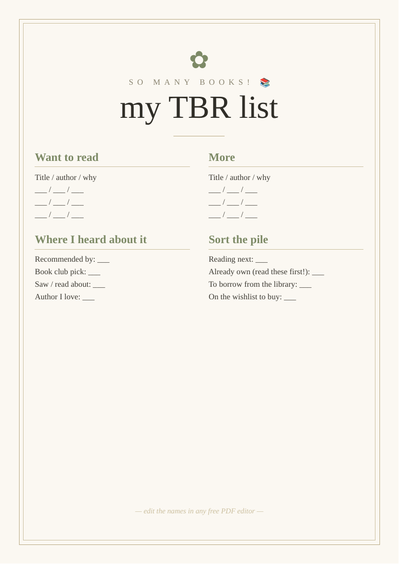 TBR (to-be-read) list